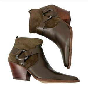 NEW Vince Camuto Genuine Leather Nenanie Pointed Brown ankle Boots Size 7